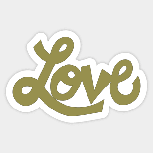 Whimsical Love cartoon illustrated text in khaki green Sticker